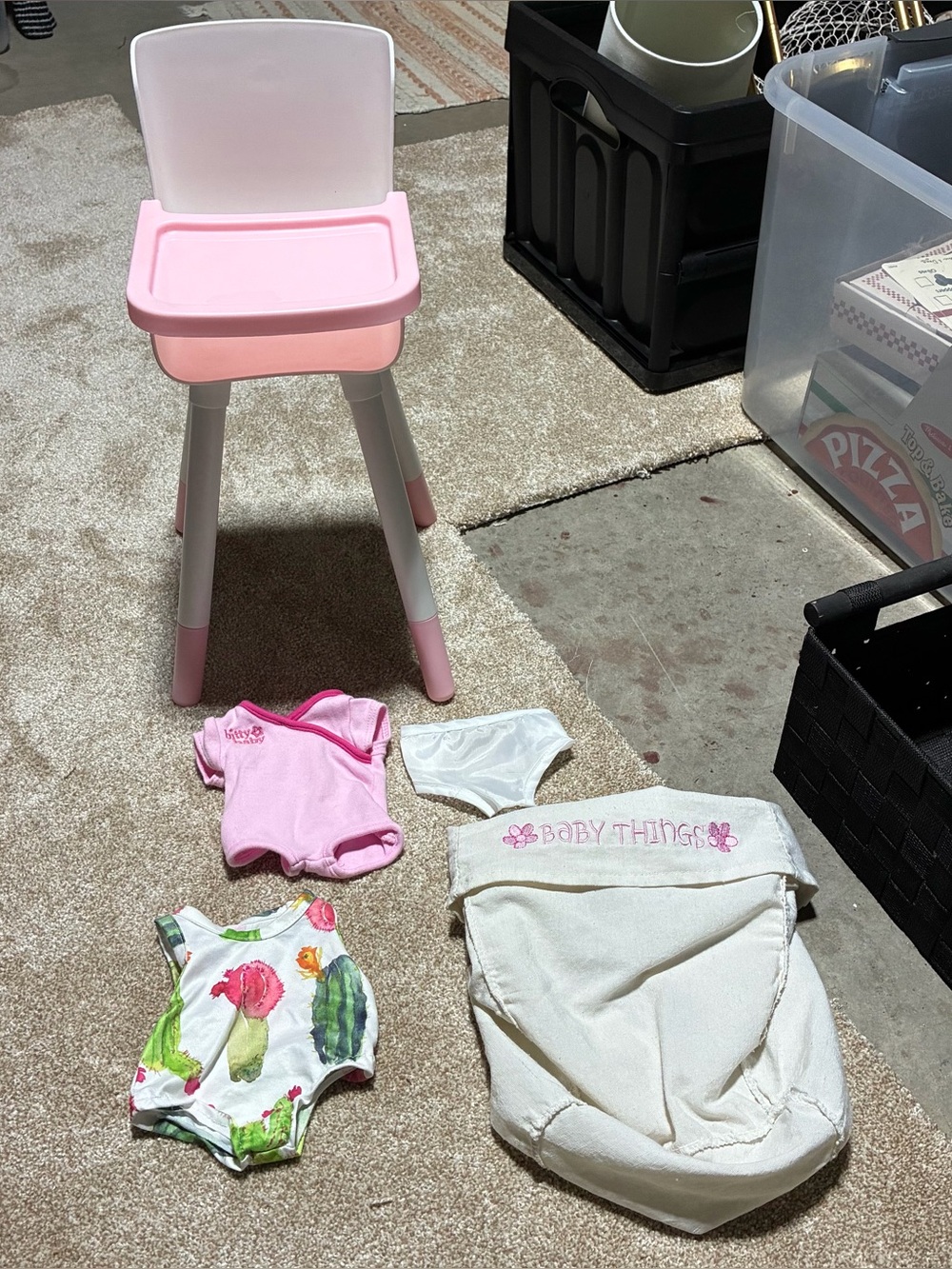 Baby Doll Clothes, High Chair, and Bag Set